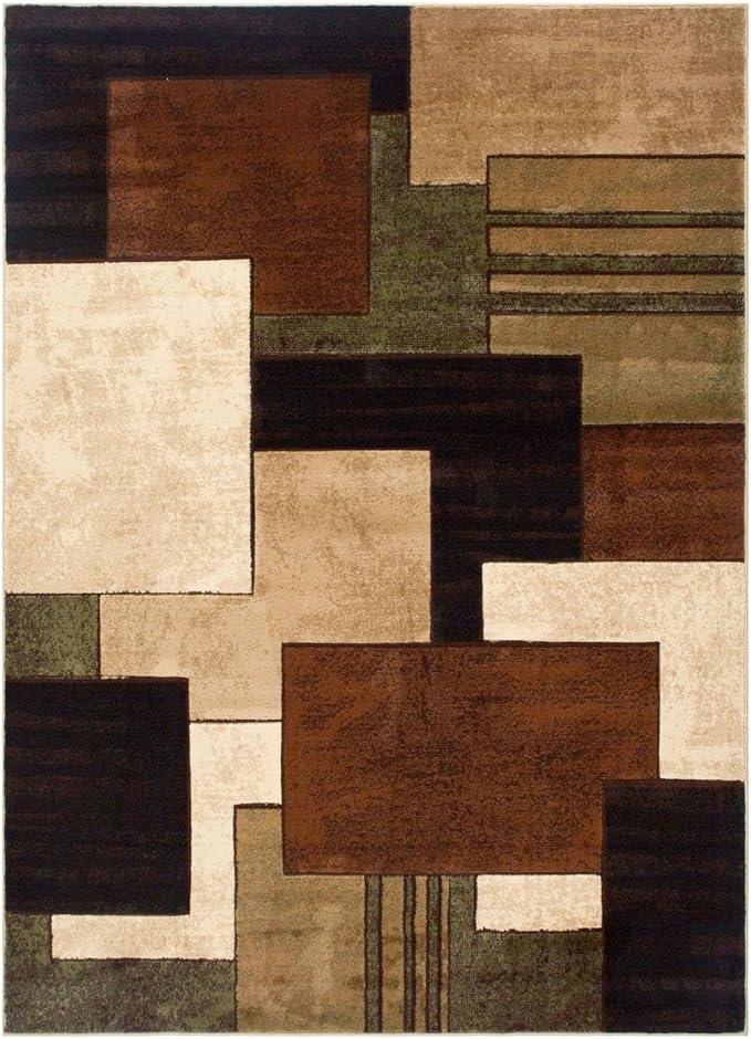 Home Dynamix Tribeca Mason Contemporary Geometric Area Rug, Brown/Green, 39"x55"
