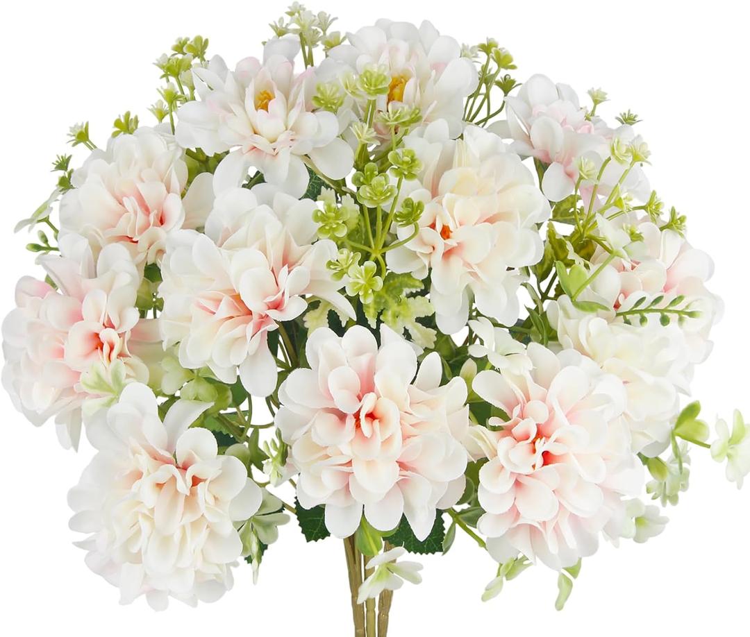 3 Pcs Artificial Flowers for Outdoors Faux Geraniums Bush UV Resistant Artificial Topiary Potted Silk Flowers Outdoor for Planters Hanging Basket Front Porch Garden Patio Decor Champagne Pink