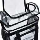 Clear Lunch Bag Heavy-Duty Tote - Double Purse for Work, Concert, Correctional Officers, Stadium Women 12x6x12 Black