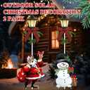 Tuanse 2 Pack Solar Christmas Outdoor Decoration 52 Inch Solar Xmas Snowman & Santa Pathway Lights Metal Garden Stakes with LED Lantern Xmas Yard Signs for Holiday Winter Walkway Patio Decor