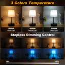 Ascher Small Bedside Table lamp Set of 2, RGB Color Changing Lamps, 3 Color Temperatures Nightstand Lamps with USB C and A Ports, Touch Dimmable Desk Lamp for Bedroom Living Room(White Shade)