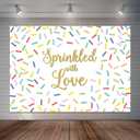 Sprinkled with Love Backdrop Colorful Confetti Sprinkles Baby Shower Background Sweet Donut Baby Shower Party Cake Table Decorations Photo Booth Props (7x5ft)
