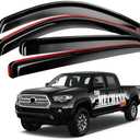 TMS in-Channel Side Window Rain Guards for 2016-2023 Toyota Tacoma with Double Cab Body Style, Gloss Black Window Deflectors Vent Visors