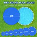 Evoio Solar Pool Cover 8 ft Round for Above Ground Inground Pools Bubble Wrap Covers Hot Tub Spa Thermal Heating, 12 Mil Circle Blue Floating Blanket for 6-24 Foot Feet Diameter Swimming Pools