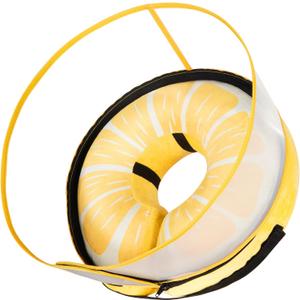 Inflatable Dog Cone Collar for Large Medium Small Dogs, Soft Adjustable Recovery Collar for Dogs Cats,Dog Neck Donut Cone,Pet Cone Alternative After Surgery(Hamburger,Small (SNeck 4"-7", Lemon)