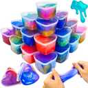 28 Pack Galaxy Slimes Set, Heart Slime Stress Relief for Kids Boys Girls Valentines Day Classroom School Exchange Birthday Gifts Game Prizes