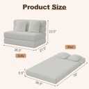 Folding Sofa Bed, One-Piece High-Density Foam Sleeper Chair, Beige, Twin | Convertible Chair & Couch Bed with Pillow, Multi-Purpose Futon Chair, Corduroy Floor Sofa for Living Room, Office, Apartment