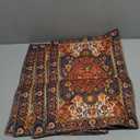 Persian Carpet Design Placemats Set of 4 Tribal Texture Linen Washable Placemat Boho Persian Rust Carpet Kitchen Dining Heat-Resistant Place Mats Desktop Decor Table Mats 12x18 Inch (Black)