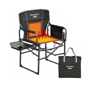 SUNNYFEEL Heated Camping Directors Chair, Heavy Duty,Oversized Outdoor Portable Heating Folding Chair with Side Table, Pocket for Beach, Fishing,Trip,Picnic,Lawn,Concert Foldable Camp Chairs