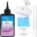 JDiction UV Resin Kit with Light, Crystal Clear Hard Glue Sunlight Curing UV Resin Starter Kit for Jewelry, Coating, and Casting, DIY Craft