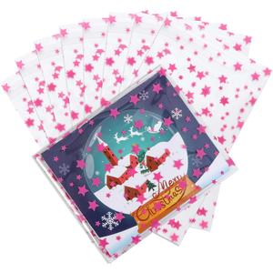 COQOFA 100 Pcs Star Printed Sealable Gift Wrap Cello Cellophane Bags Self sealing Adhensive Treat Bags Party Favor bags (5x7inch, Pink)