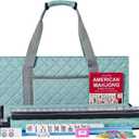 ZGME American Mahjong Set,166 White Tiles with Blue Rectangular Bag and Accessories,4 All-in-One Mahjong Racks with Pushers,Complete Western Mahjong Set, 1.2" 0.9" 0.5"