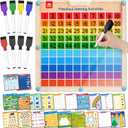 Coogam Handwriting Hundred Board, Math Manipulative Wooden Montessori 1-100 Number Toys, Alphabet Writing Practice for Preschool Educational Activity, Fine Motor Learning Game for Kids Age 3-8