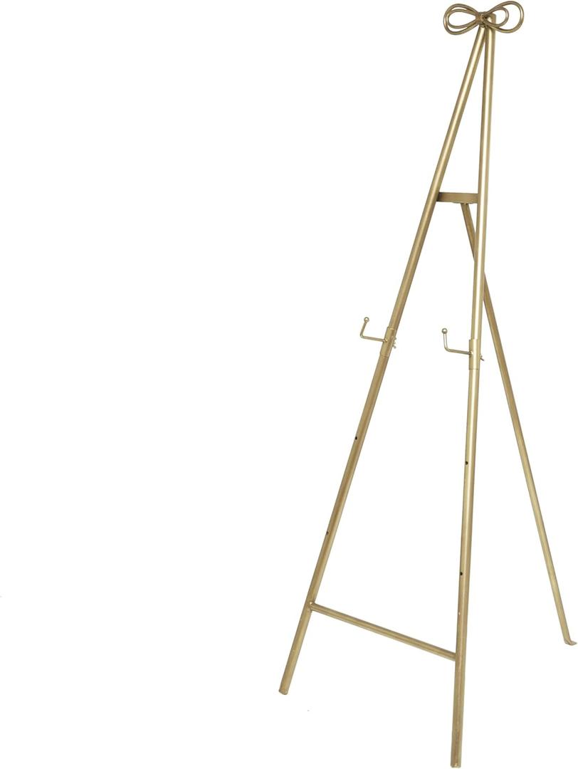 Deco 79 Metal Tall Adjustable Display Stand Easel with Bow Top, 20" x 27" x 53", Gold