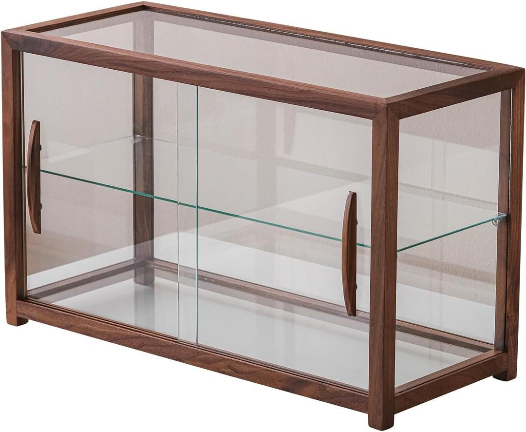 Solid Wood Storage Cabinet with Glass Door Kitchen Cupboard Coffee Bar Small Display Cabinet (SYJ-SC01), Middle