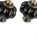 Black Pumpkin Knobs 6 Pack Ceramic Cabinet Knobs Vintage Drawer Pulls - Antique Dresser Pulls with Screws for Closet Drawer Cupboard Cabinet and DIY Home Project (1-3/8 Inch)