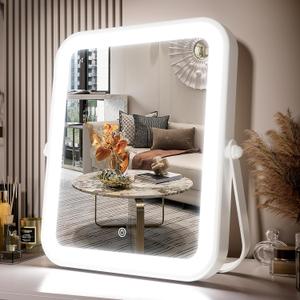 PRIMETEK LED Vanity Mirror with Gift Box, 10"x8" Lighted Hollywood Makeup Mirror, Portable Travel Makeup Mirror with Lights, 3-Color Lighting, 5X Magnification, for Vanity Desk, Bedroom, Gifts for Her