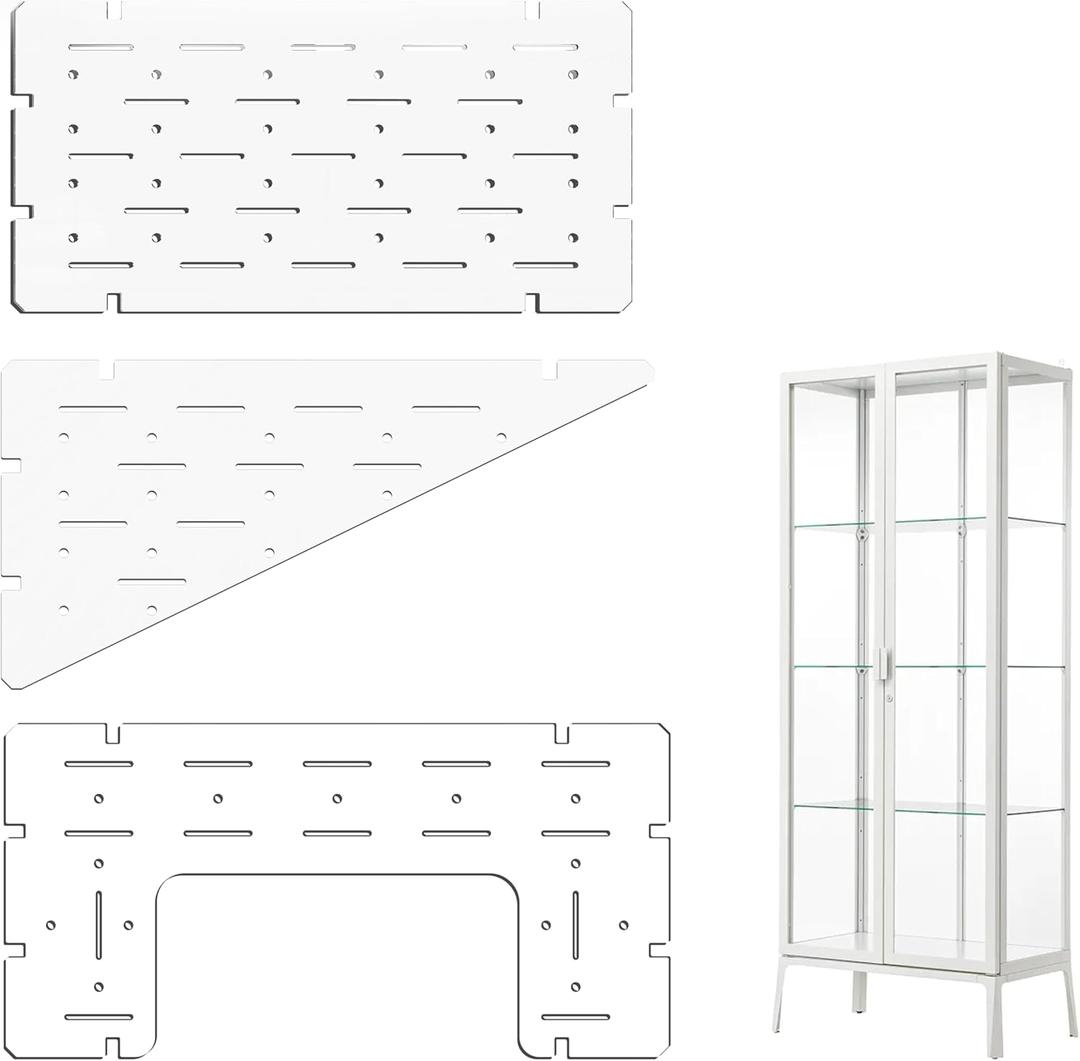 Acrylic Shelves for IKEA Milsbo Tall Greenhouse Cabinet- 8mm Thick, Clear Acrylic Plant Corner Shelves Compatible with Tall IKEA Milsbo Glass Cabinet - 3 Pack Combo Set