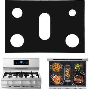 Stove Top Covers for Gas Burners Compatible with Samsung Stove Top Protector, Kitchen Reusable Square Black Gas Stove Burner Liners Silicone Range Guard Cover - 16.26" x 24.29(1 Pack)