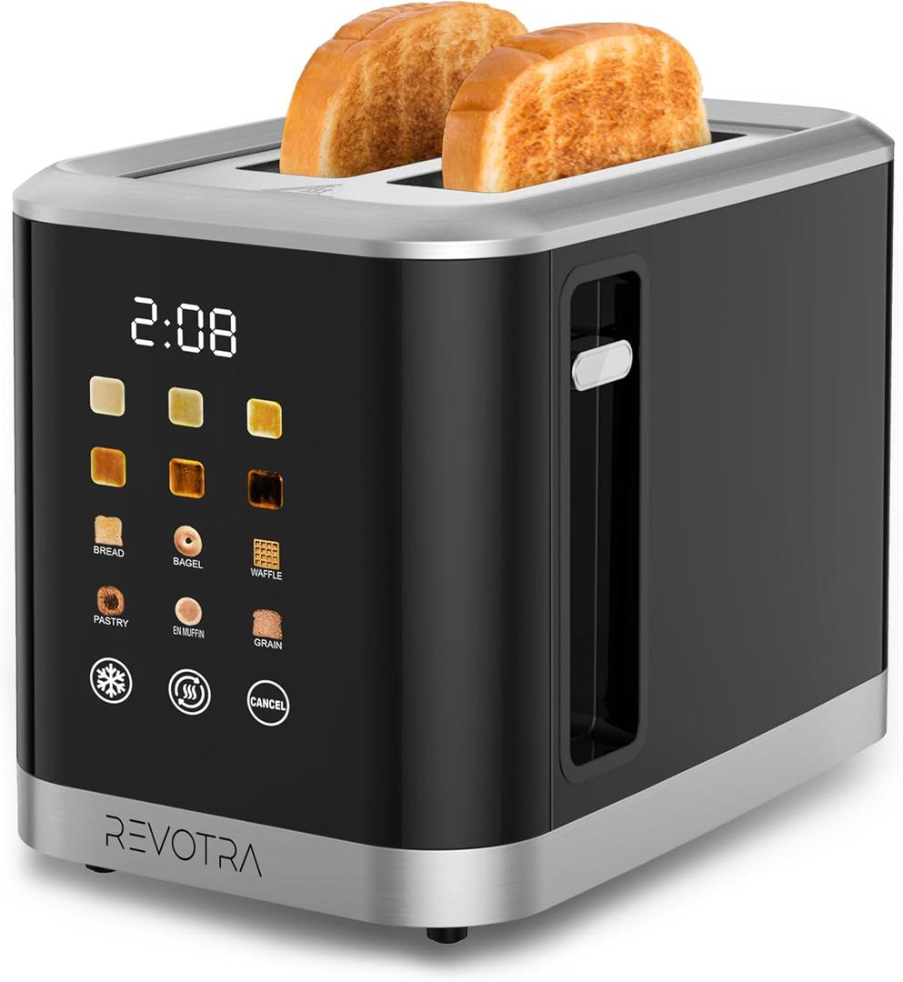 2 Slice Toaster Stainless Steel with LED Display, Extra Wide Slots, 6 Shade Settings, Defrost/Reheat/Cancel, Removable Crumb Tray  Compact Toaster for Bagels & Waffles (2 piece smart model)