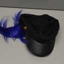 Women Cosplay Wig Dark Blue Bob Short Straight Hair Wig Button Glasses Key Necklace Gemstone Necklace Dragonfly Hairpin Costume Party Cosplay Wig (SET3)