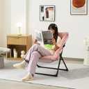 Comfy Saucer Chair for Adults, Soft Faux Fur Bedroom Chair, Accent Dorm Chairs, Flexible Living Room Reading Chairs, Oversized Folding Seat for Teens, X-Large, Dusky Pink, 33.46 inches x 31.5 inches x 30.7 inches