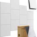 Mass Loaded Vinyl Soundproof Wall Panels Self-adhesive, 12 Pack Mlv Soundproofing Panels, 12''x12''x0.4'' High Density Square Sound Proof Panels For Walls, Home Office, Reccording Studio White