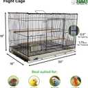 A&E Cage Co 504 Black Flight Bird Cage 30" x 18" x 18" Flight Cage for Finches, Canaries & Parakeets Includes 2 Feeder Stations, Wood Perch, Slide-Out Tray & Carry Handle (Black)