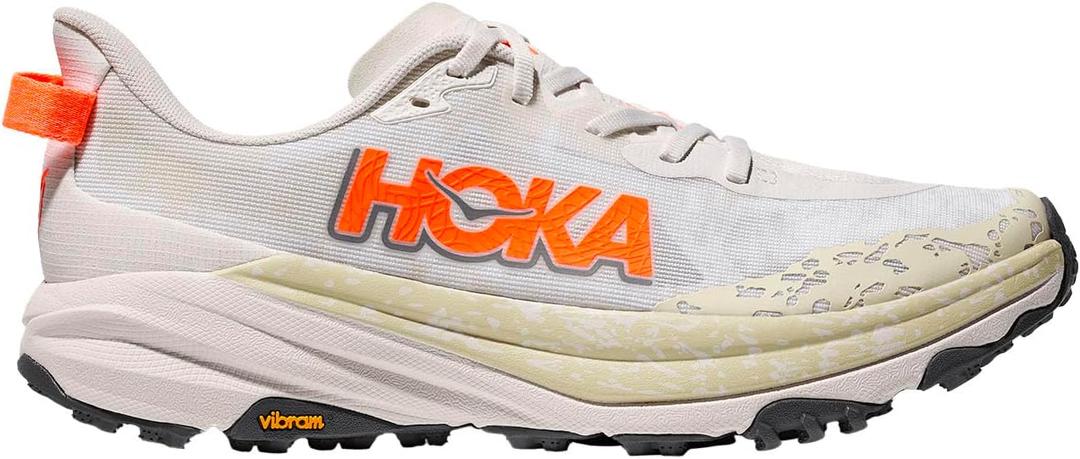 HOKA Men's Speedgoat 6 Sneaker (11.5, White/Neon Tangerine)