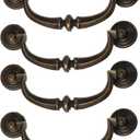 Amosfun Retro Cabinet Door Handles 4.72 Inch Zinc Alloy Drawer Pulls Oil Rubbed Bronze Decorative Hardware for Kitchen Closet Furniture