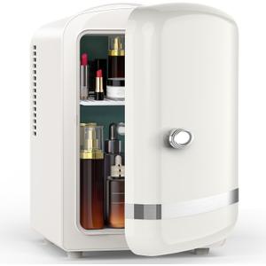 Electactic Mini Fridge for Bedroom, 4L/6 Cans Small Cosmetic Fridge for Skincare, Makeup, Medicine & Beverage, Portable Desk Fridge Cooler and Warmer for Kids, Car, Office, Dorm, White