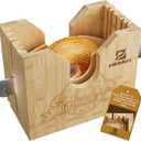 2025 Upgrade Bagel Slicer, Bamboo Bagel Cutter for Small and Large Bagels, Bread Slicer for Buns, English Muffins, 2 Adjustable Thickness, Anti-slip Mat, Ideal for Gift (No Knife) (Natural Bamboo Color)