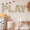 Playroom Decor Rattan Letters Set 12 x 15 Boho Wall Signs for Bedroom Large Wooden Rattan Letters for Toddler Girls Boys Playroom Art Nursery Room Decorations(Play)