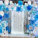 6 pcs Blue 4D Round Balloons, Royal Blue Sliver Birthday Decorations, 22 Inch Giant Star Explosion Foil Balloons Large Mylar Balloon for Birthday Party Gender Reveal Supplies