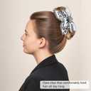 2 Pcs White Black Cute Claw Clips, Fancy Metal Cute Hair Bows for Women Girl Satin, Cashew Christmas Bow Claw Clips Cute Non-Slip, Christmas Flat Large Butterfly Bow Hair Clips for Women Styling