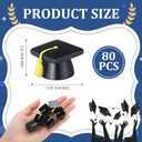 AceOrbit 80 Pcs Mini Grad Hat Figures Bulk Tiny Resin 2026 Grad Hat Figurine Toys with Tassels 0.98 Inch Mini 3D Black Graduation Cap Cake Topper Graduation Party Table Tiered Tray Decor (Gold)