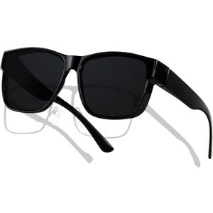 ANDWOOD Fit Over Glasses Polarized Sunglasses for Women Men Oversized Square Shades UV400 Protection