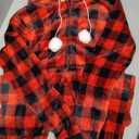 Giggling Getup Women Christmas Pajamas, Buffalo Plaid Pajamas with Hood, Flannel Sherpa One Piece PJ Size S