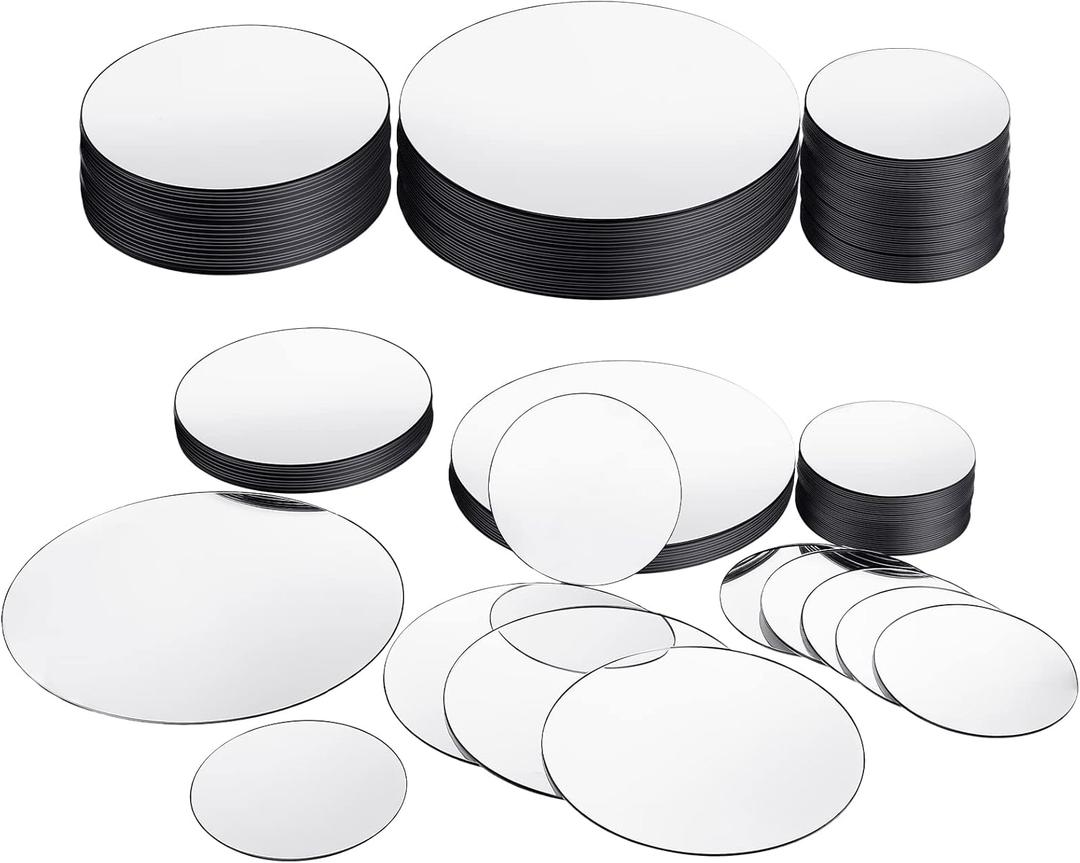 Jetec 40 Pieces Mini Size Round Mirror Small Round Mirror Adhesive Tiles Home Decoration for Crafts and DIY Projects Supplies(2 Inch, 3 Inch, 4 Inch)