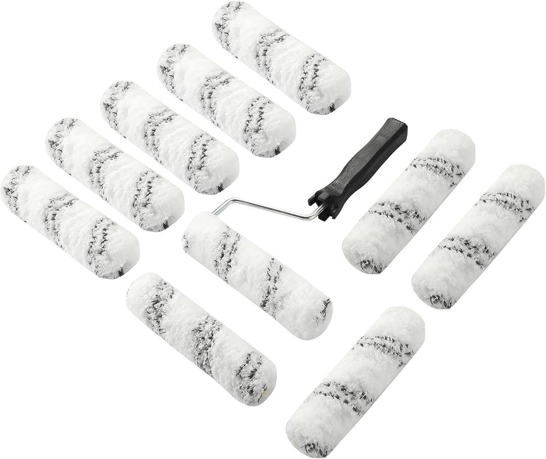 Paint Roller 6 Inch 3/4 in Roller Naps,High-Density Microfiber Mini Roller with Frame,11 Piece Small Paint Roller Tool Kit for Oil and Water Based Paints, House Painting Supplies & DIY Craft Use