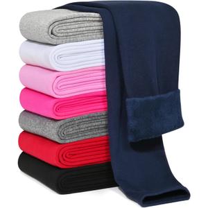 Girls Fleece Lined Leggings Cotton Kids Winter Warm Leggings Thick Thermal Tights Pants (2-3T, Navy Blue)