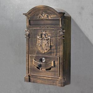 Vintage Metal Mailbox,Wall Mount Locking Mail Box Large Capacity Decorative Mailbox Outdoor Mail Letter Post Box for Home Garden Decor