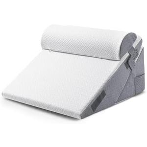 Sasttie Wedge Pillow Set for After Surgery, Adjustable Orthopedic Bed Wedge Pillow Set for After Surgery, Sleeping, Acid Reflux, Back Pain, and Recovery, Dark Grey & White
