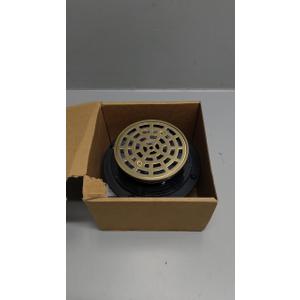 4 1/4 Inch Shower Drain Round Brushed Gold Color, Removable Grille Strainer Screws in Drain Cover, Base with Adjustable Drain Flange Kit PVC, SUS304 Stainless Steel Brass Face