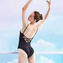 Daydance Camisole Dance Leotards for Women Cotton Spaghetti Straps Ballet Costumes (Small, Black 3)