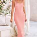 PRETTYGARDEN Women's 2026 Summer Maxi Dress Spaghetti Strap Mesh Slip Bodycon Dress Cowl Neck Cocktail Party Long Dresses (Pink, XXL)