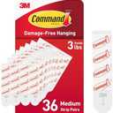 Command Medium Refill Strips, 23 Command Strips, Damage-Free Hanging, Reuse Medium Indoor Wall Hooks, No Tools Removable Adhesive for Home Decor