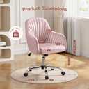 Warmiehomy Office Chair, Velvet Desk Chair for Home Office, Cozy Vanity Chair, Girl Cute Makeup Chair with Arm Rest for Bedroom Dressing Room (Blush Pink)
