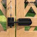 Heavy Duty Gate Latch for Wooden Fence, Automatic Self Locking Gravity Door Latch for Wood/Metal Gate with Cable Pull, 7-1/2" Gate Hardware Latch for Pool & Dog Door, Shed Garden, Black