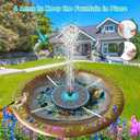 GAIZERL Solar Fountain Cyan Flower, Upgrade 3.5W Solar Bird Bath Fountains, Solar Powered Water Fountain with 7 Nozzles, 4 Fixed Pipes for Hummingbirds, Bird Bath, Garden, Pool, and Pond